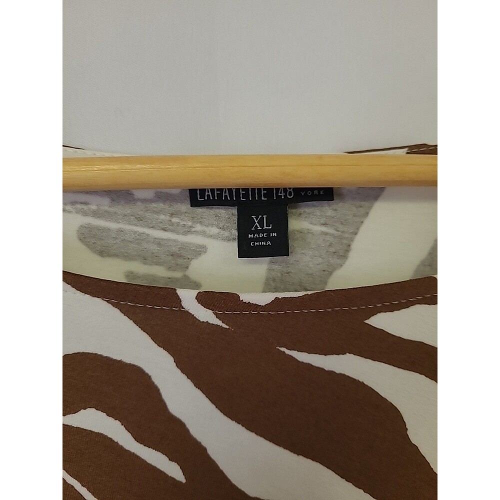 Lafayette 148 New York Zebra Print Cap Sleeve Dress w/ Gathered Side Tie XL NWT - Picture 4 of 7